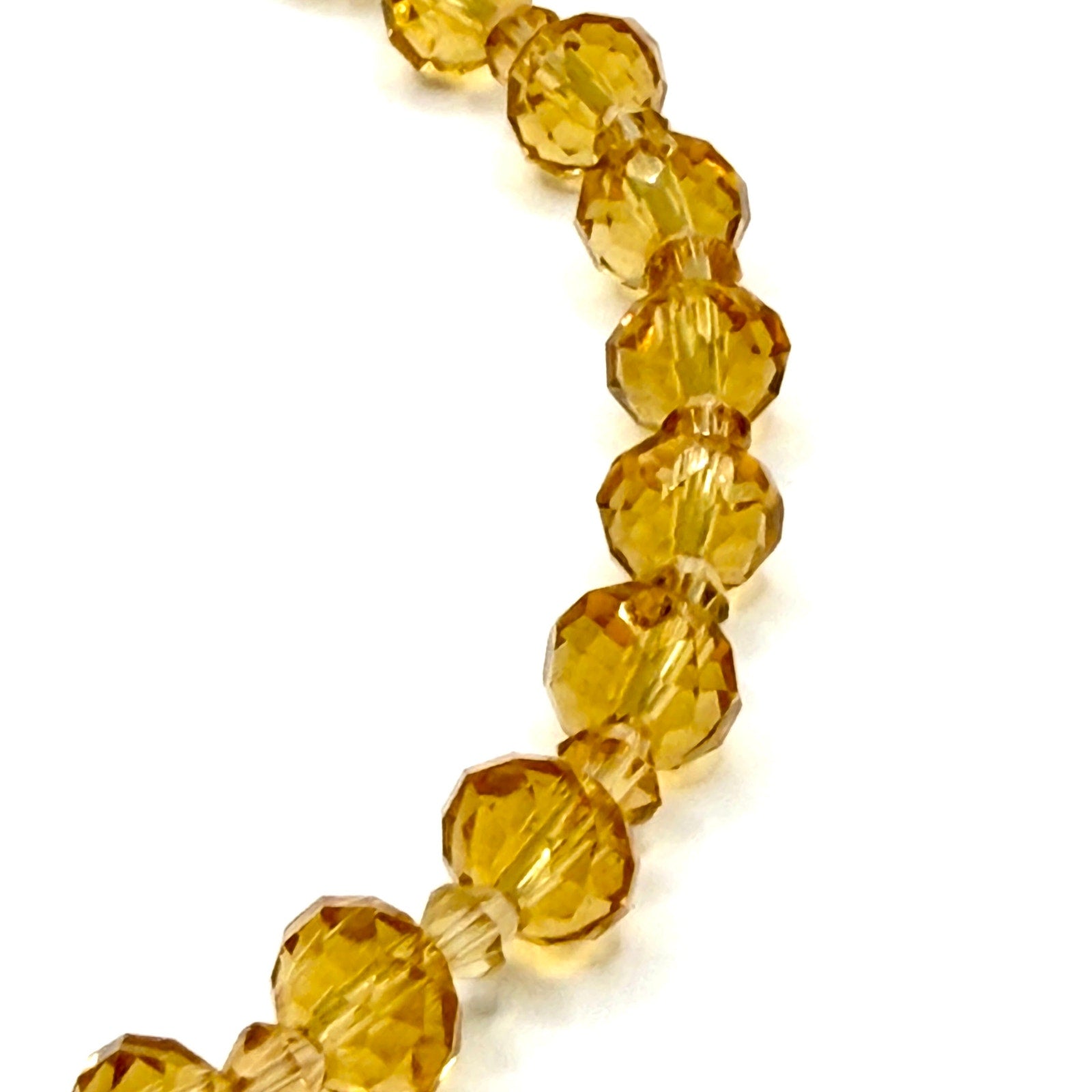 Vintage 90s Honey Amber Glass Faceted Cluster Magnetic Statement Necklace