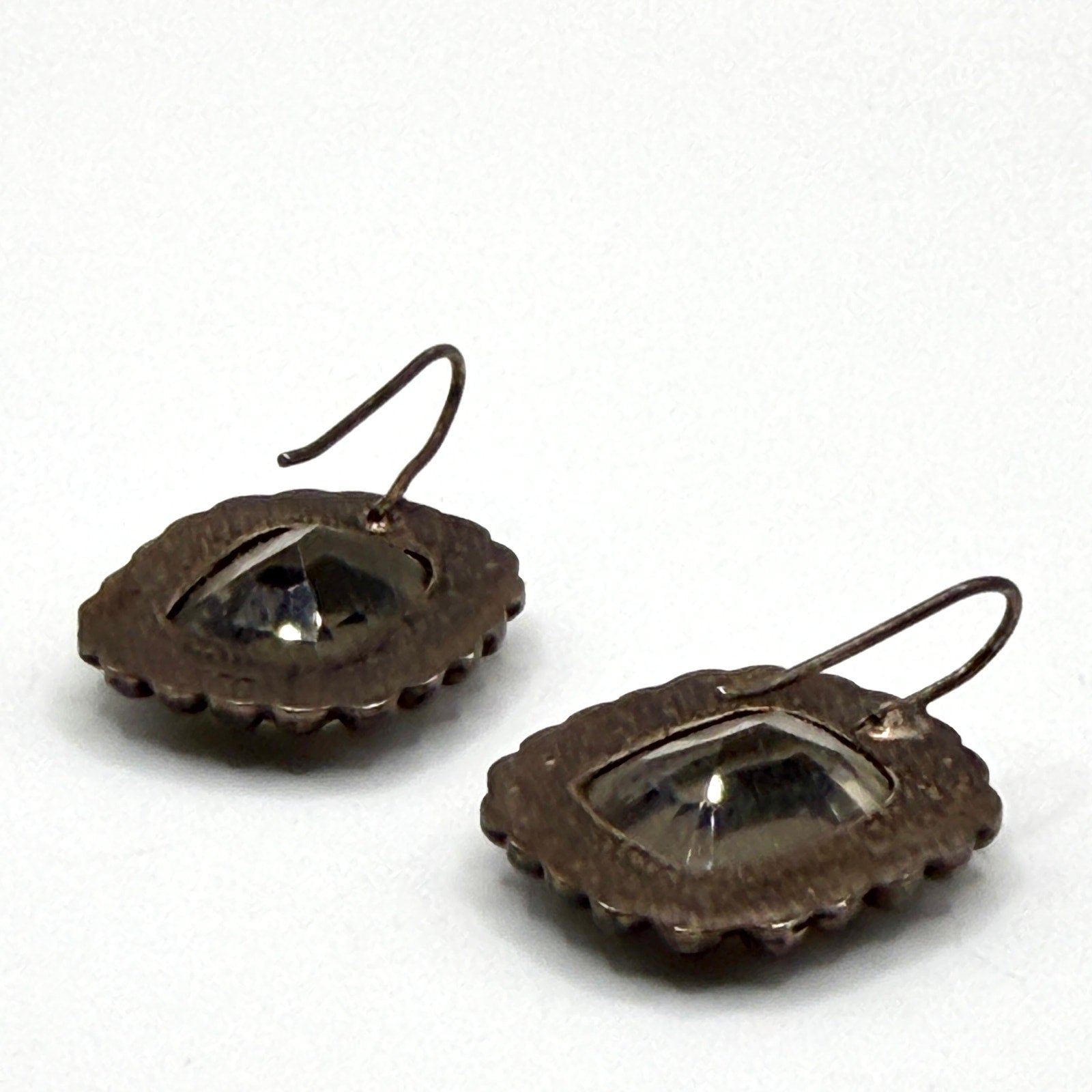 Vintage 90s Stamped Sterling Silver Smoky Quartz Cushion Drop Earrings