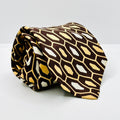 Vintage 70s Pierre Cardin Brown Tan Geometric Silk Wide Tie