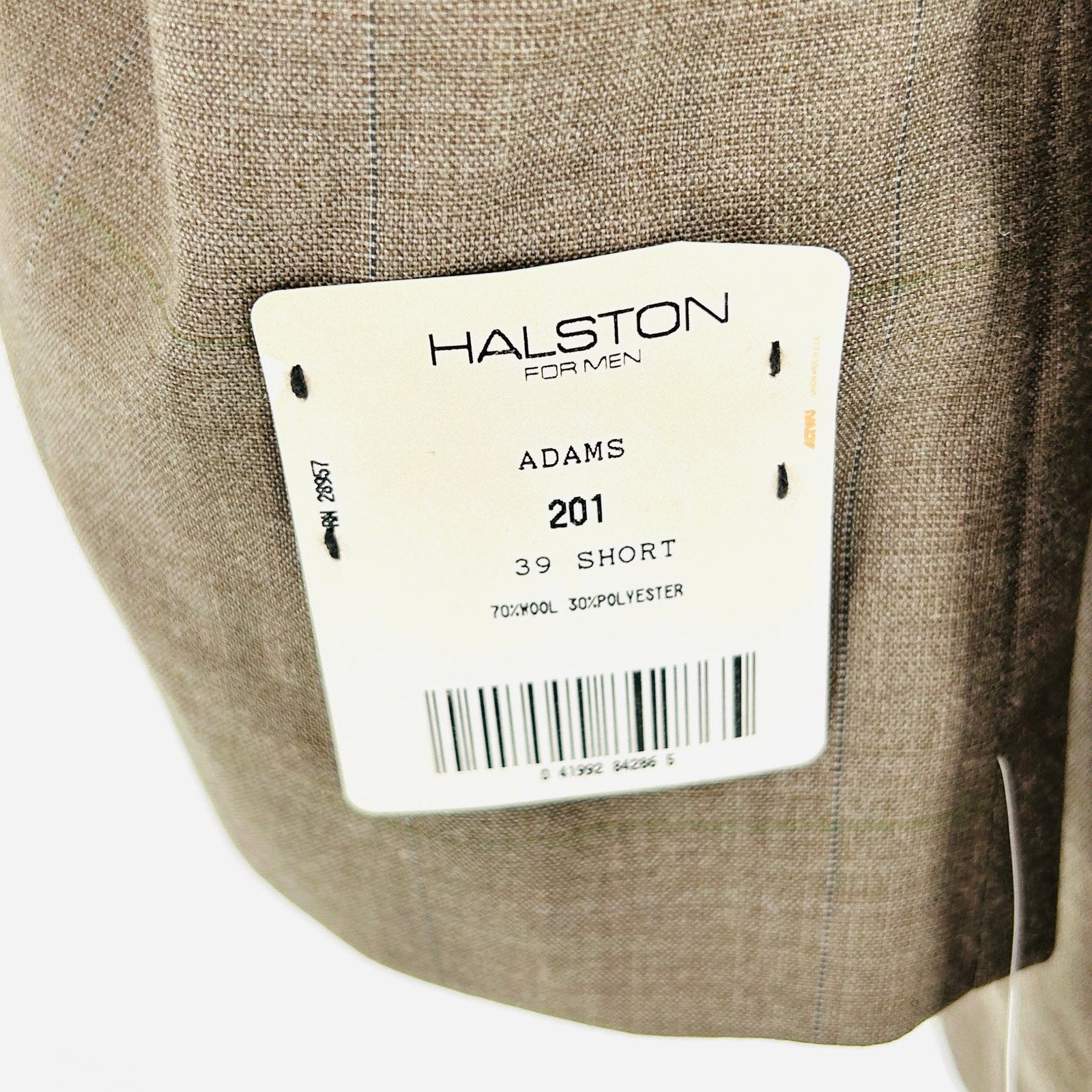 NWT Vintage 90s Halston Wool Blend Taupe Windowpane Two Button Blazer Jacket