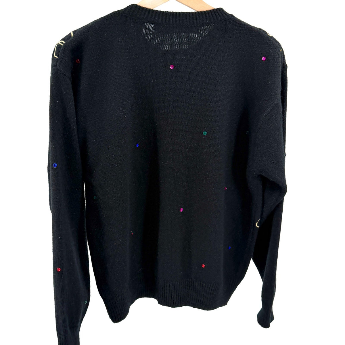 Vintage 90s Chaus Petites Black Jeweled Chain Embroidered Cardigan