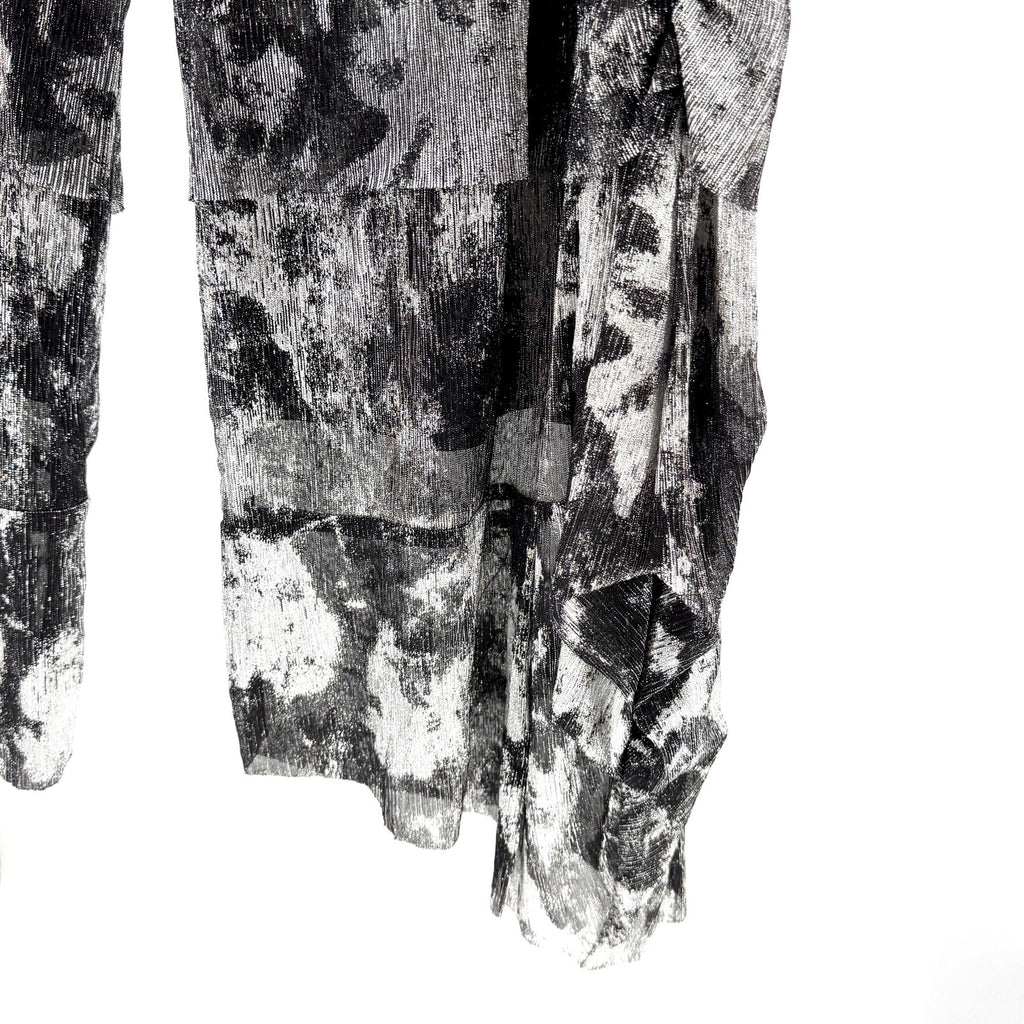 Vintage Y2K Samuel Dong Black Silver Maximalist Tiered Wide Leg Cropped Pants