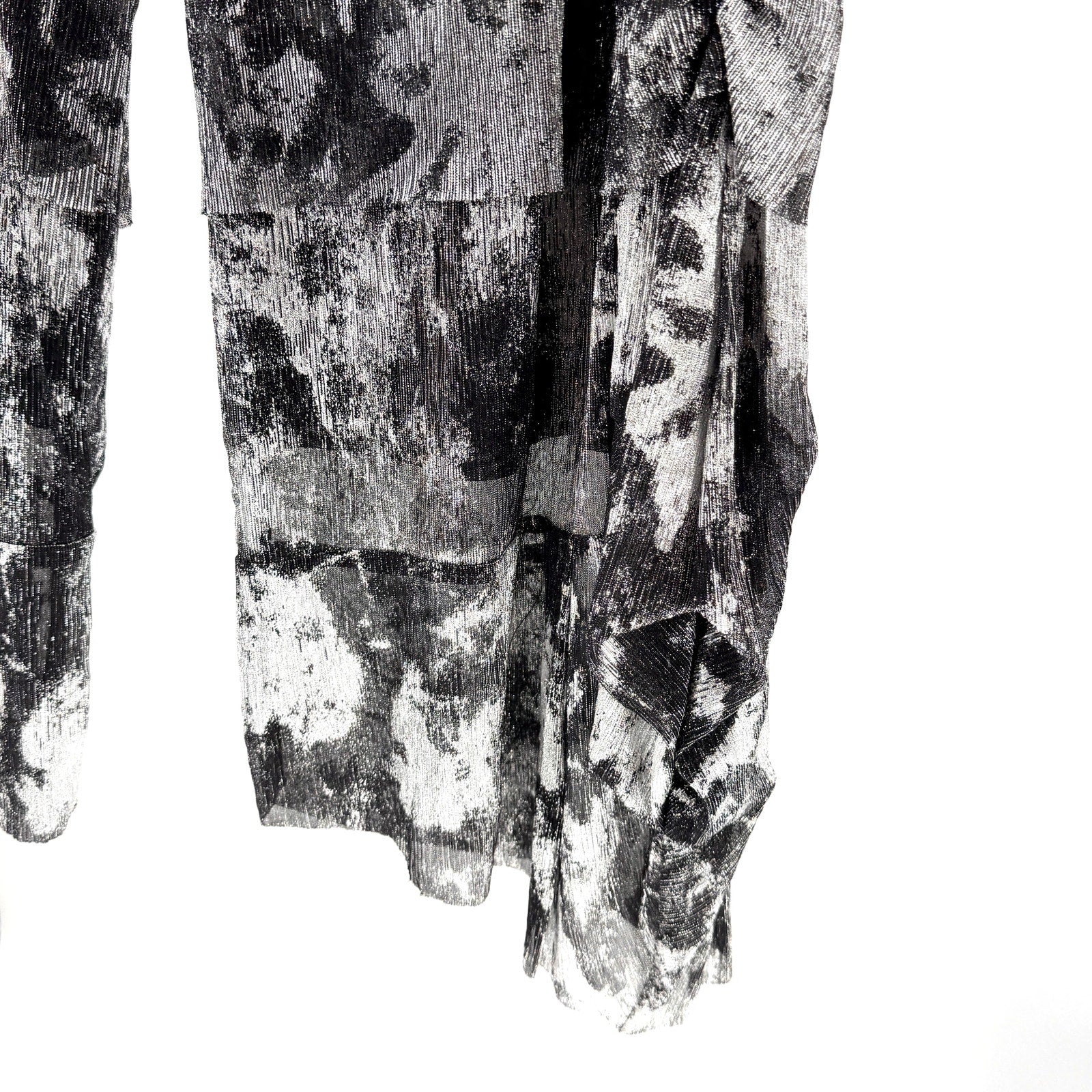 Vintage Y2K Samuel Dong Black Silver Maximalist Tiered Wide Leg Cropped Pants