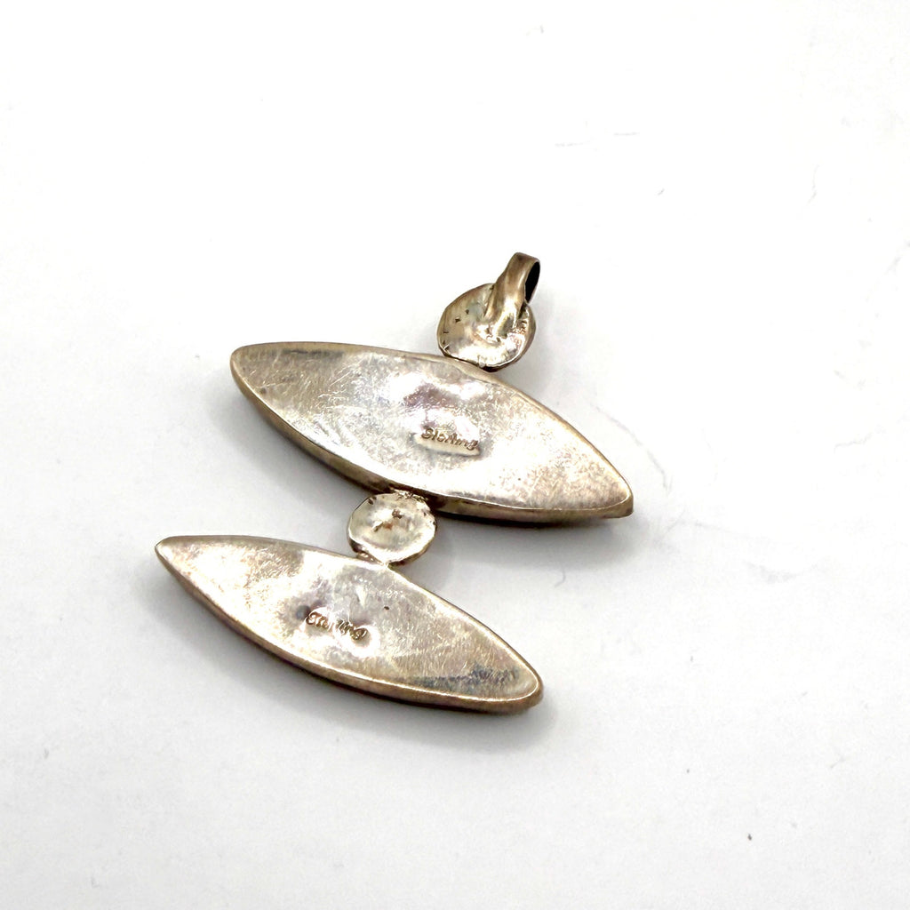 Vintage 90s Sterling Silver Stamped Blue Labradorite Statement Pendant