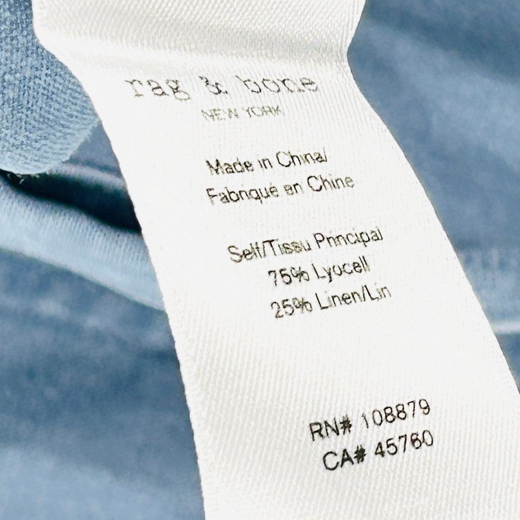 Y2K Rag & Bone Light Blue Linen Blend Button-Front Utility Jumpsuit