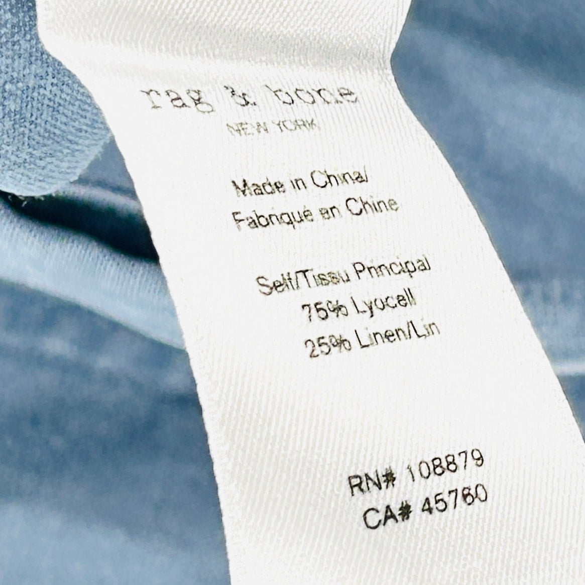 Y2K Rag & Bone Light Blue Linen Blend Button-Front Utility Jumpsuit
