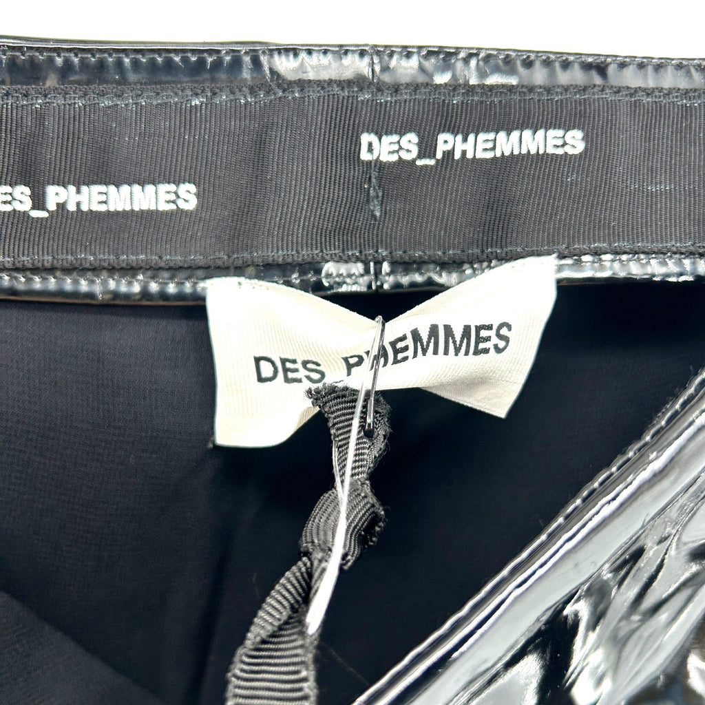 NWT DES PHEMMES Black Vinyl Crystal Embellished Micro Mini Skirt