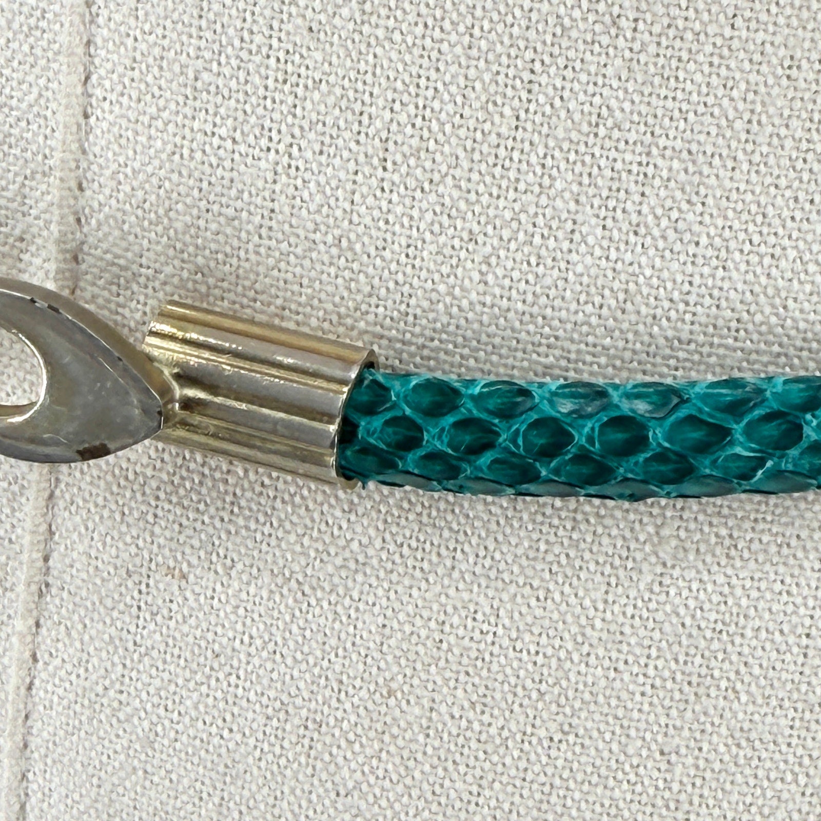 Vintage 90s Green Teal Genuine Snakeskin Super Skinny Belt