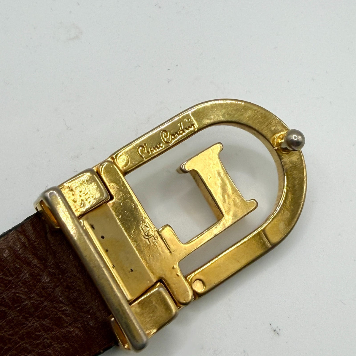 Vintage 80s Pierre Cardin Black Brown Leather Reversible L Buckle Belt