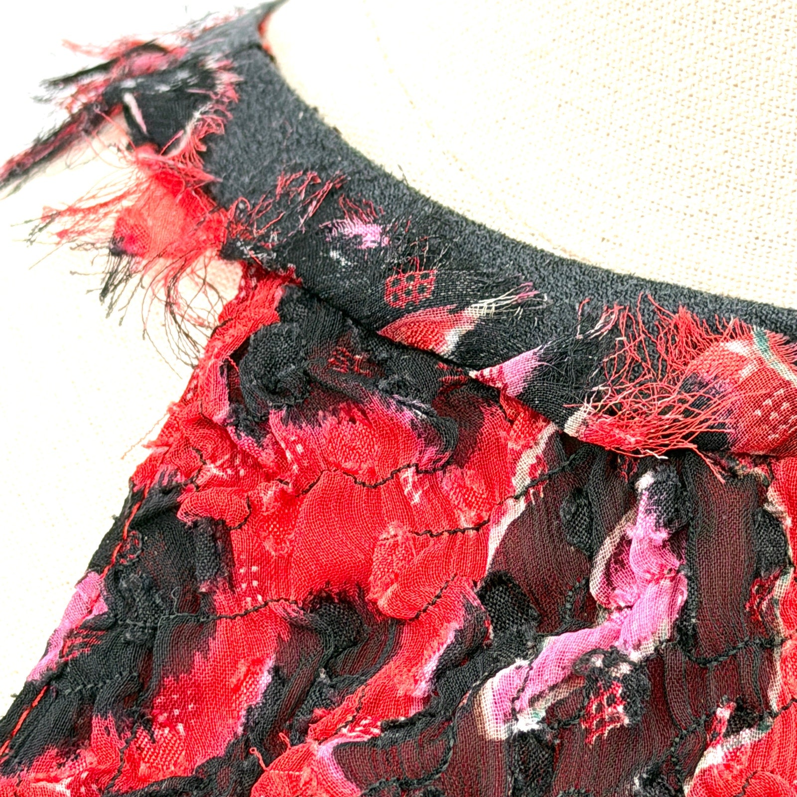 Giambattista Valli for Impulse Red Leopard Print Smocked Mini Dress