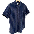 Ben Sherman Navy Blue White Stripe 100% Cotton Short Sleeve Button Down Shirt