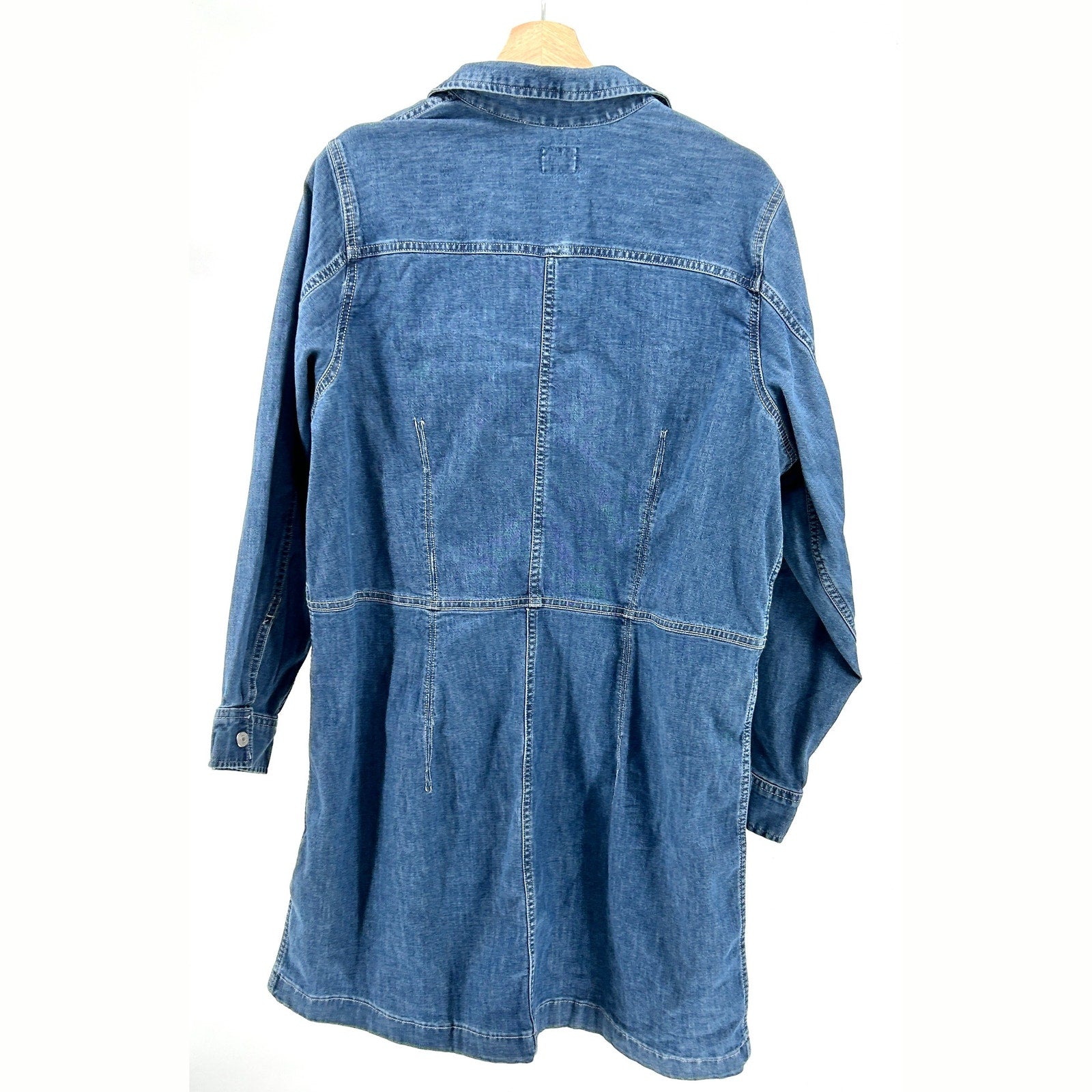 NEW Levi's Blue Denim Chambray Snap Button Western Long Sleeve Shirtdress
