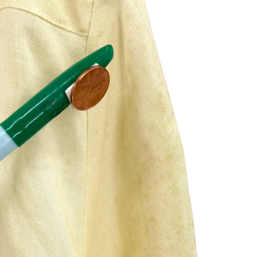 Vintage 90s Renato Collezione Pale Yellow Pintuck Guayabera Cuban Shirt