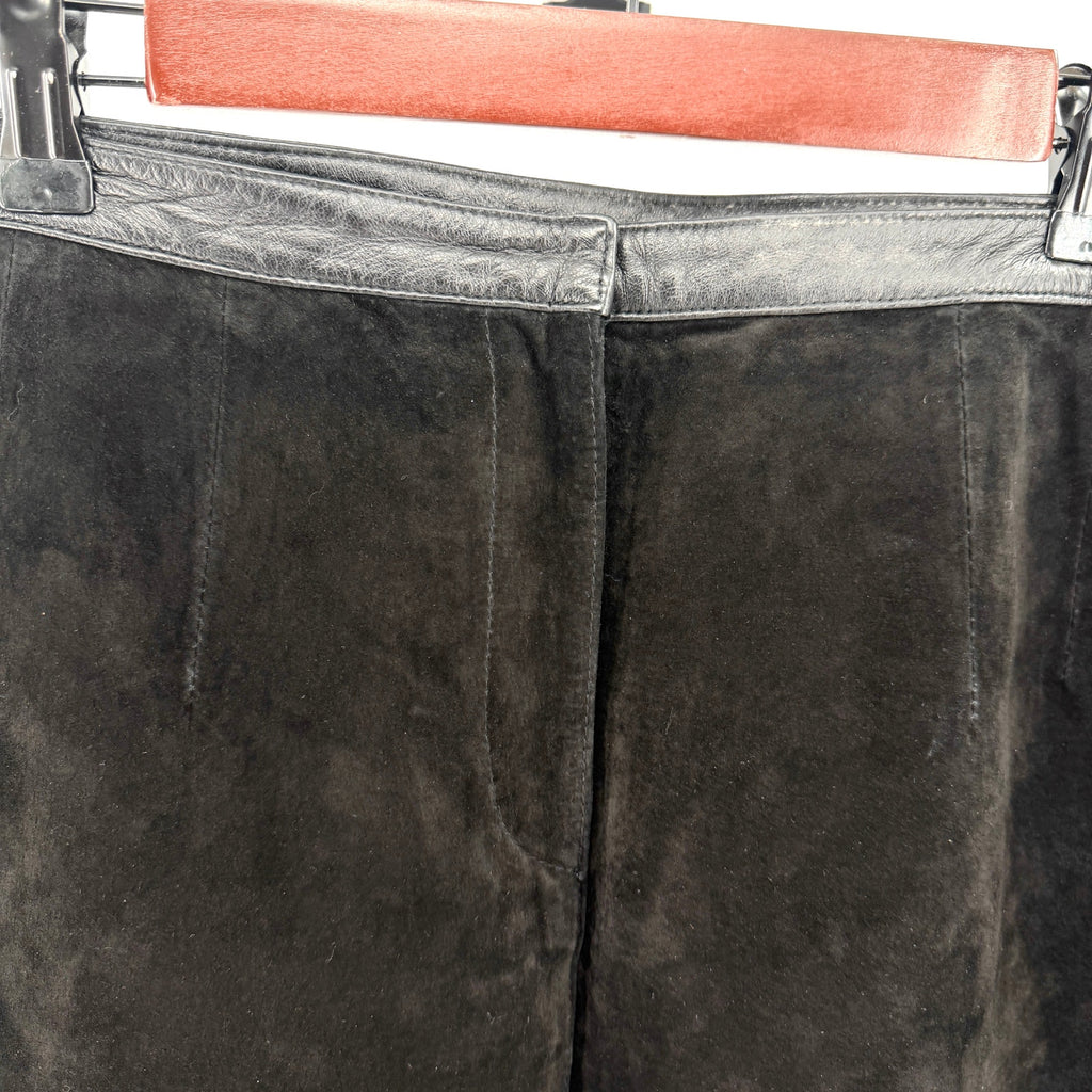 Vintage 90s Clothes Revue Black Genuine Leather Suede Mini Skirt