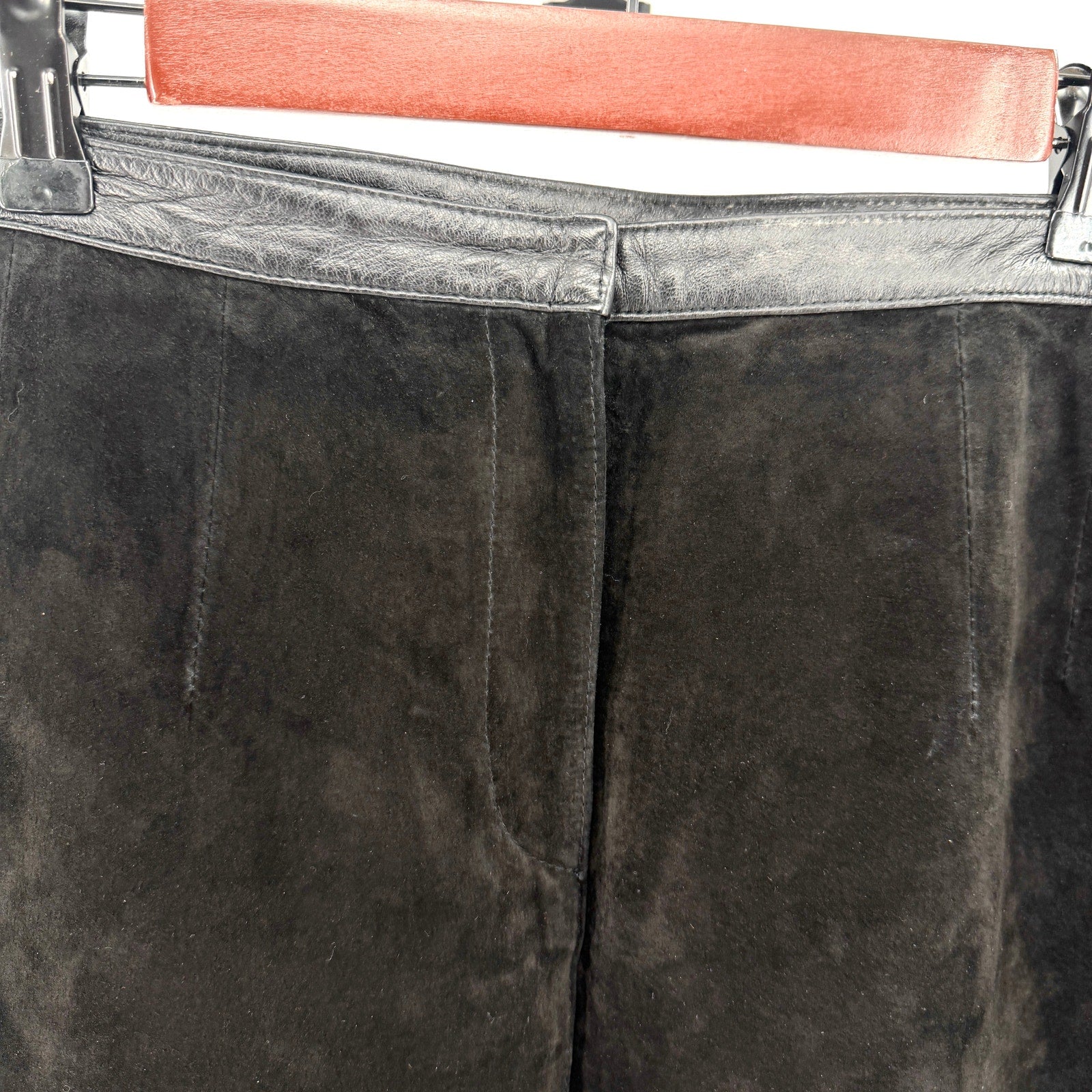 Vintage 90s Clothes Revue Black Genuine Leather Suede Mini Skirt
