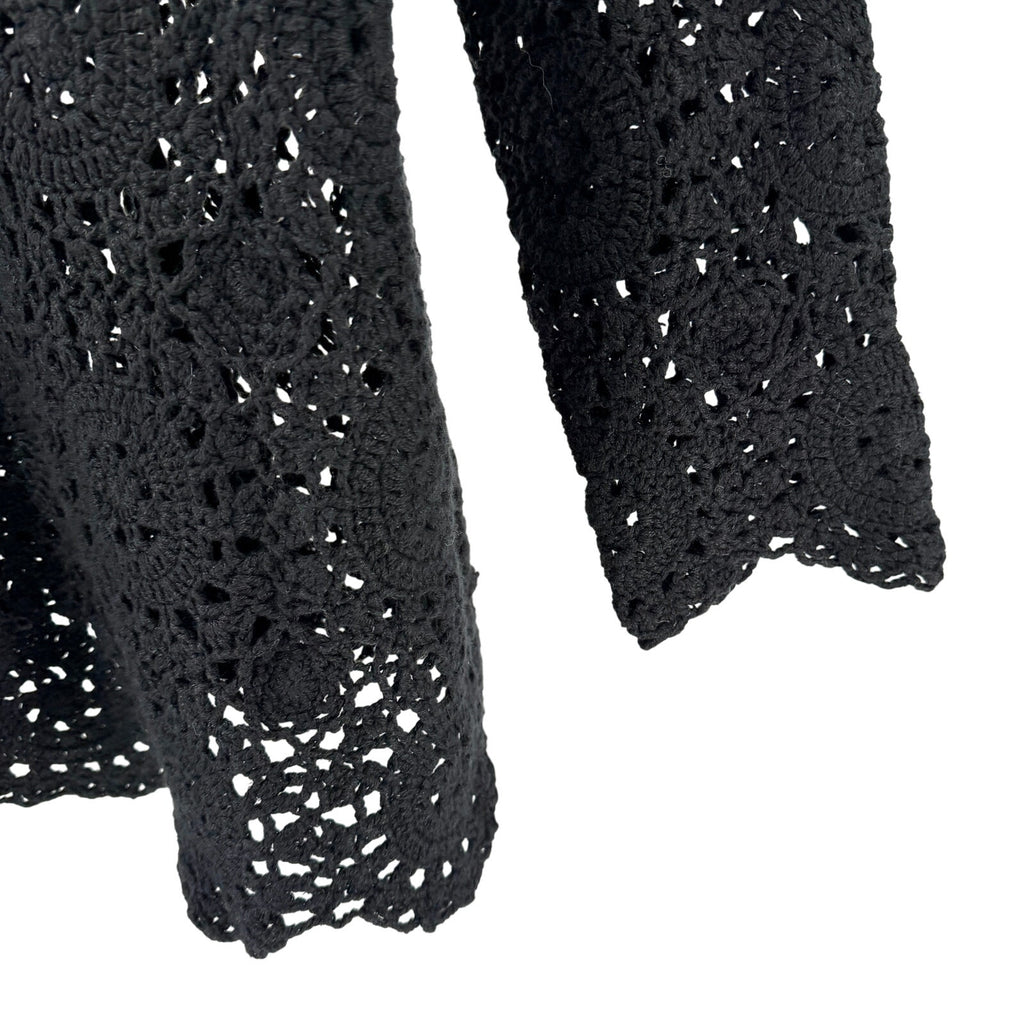 Vintage 90s Together Black Crochet Ramie Cotton Tunic Top