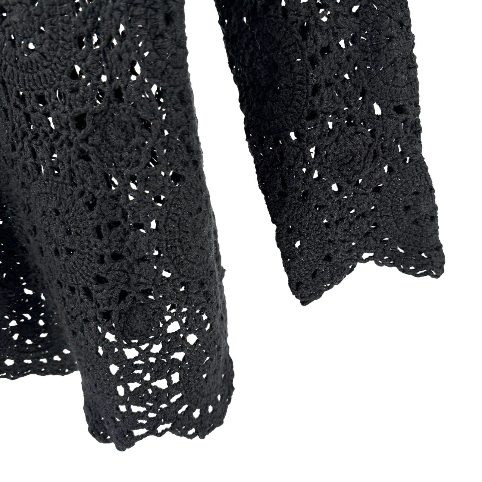 Vintage 90s Together Black Crochet Ramie Cotton Tunic Top