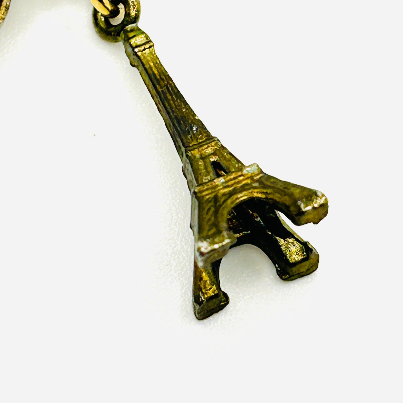 Vintage 60s Paris Eiffel Tower Gold Script Souvenir Brooch Pin