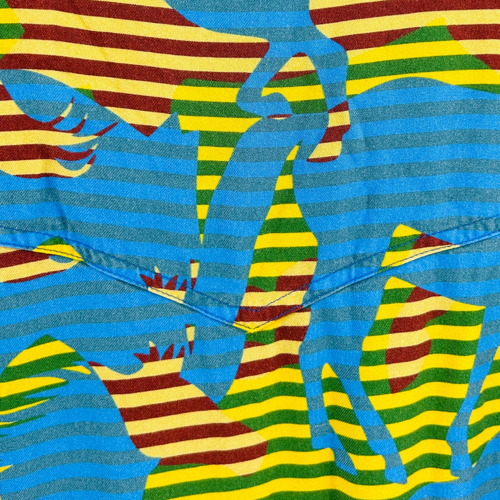 Wrangler Multicolor Western Cowboy Trippy Horse Print Striped Shirt