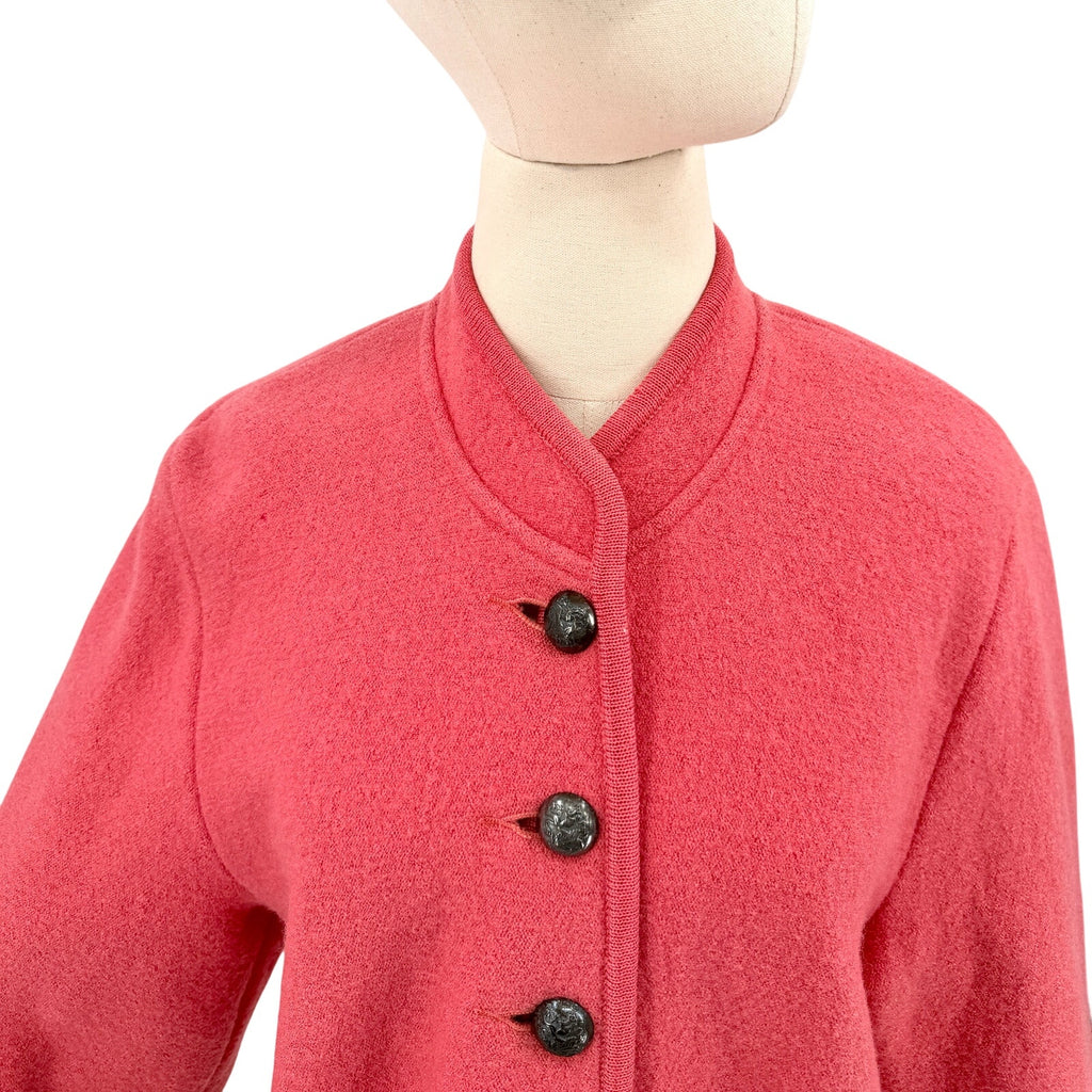 Vintage 90s Geiger Watermelon Pink 100% Wool Crest Button Jacket