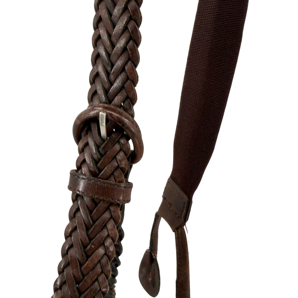 Vintage 90s Hunt Club Brown Genuine Leather Braided Y-Back Suspenders