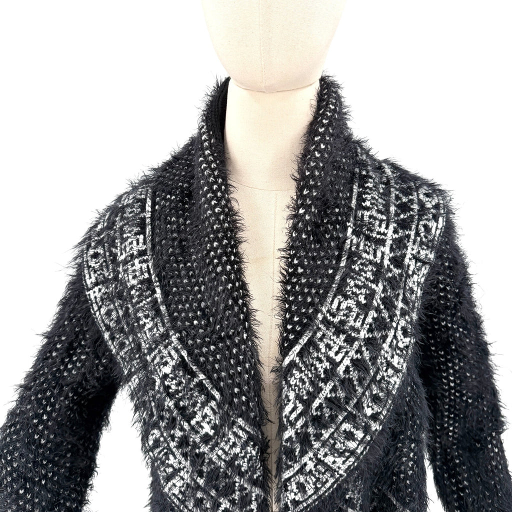 Vintage Y2K Alberto Makali Black White Studded Eyelash Knit Cardigan