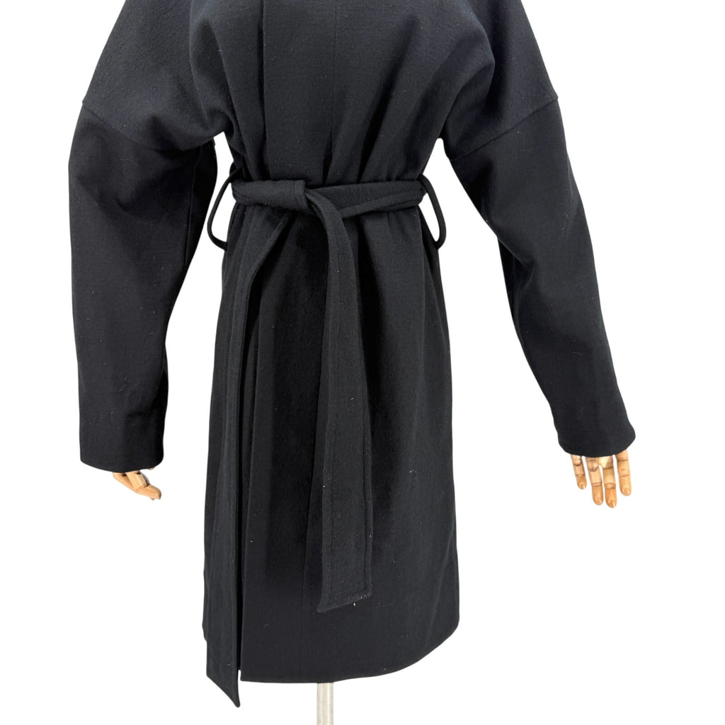 COS Black Wool Cotton Minimalist Belted Duster Jacket