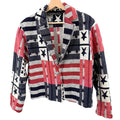 Vintage 90s New Identity Red White Blue 100% Cotton Blanket Cropped Jacket