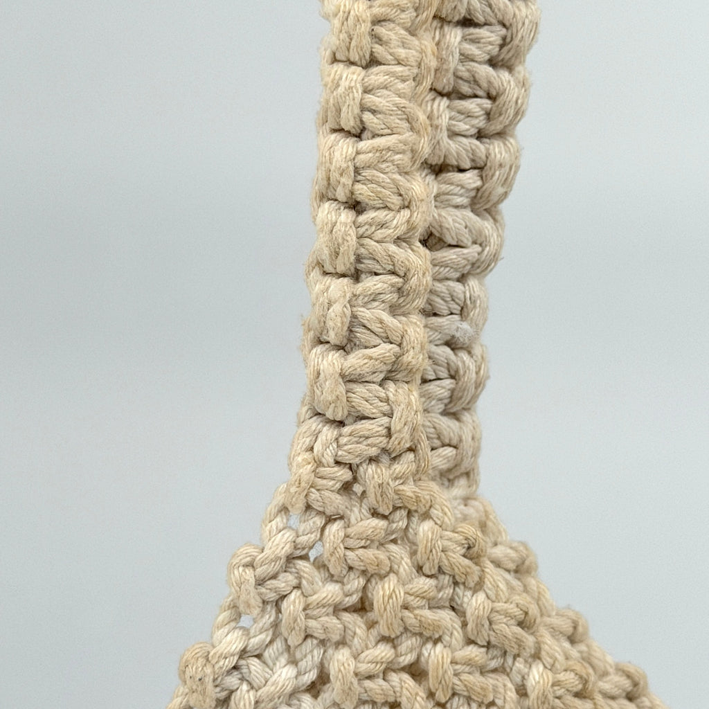 Vintage 80s Handcrafted Philippines Cream Macramé Wooden Button Handbag