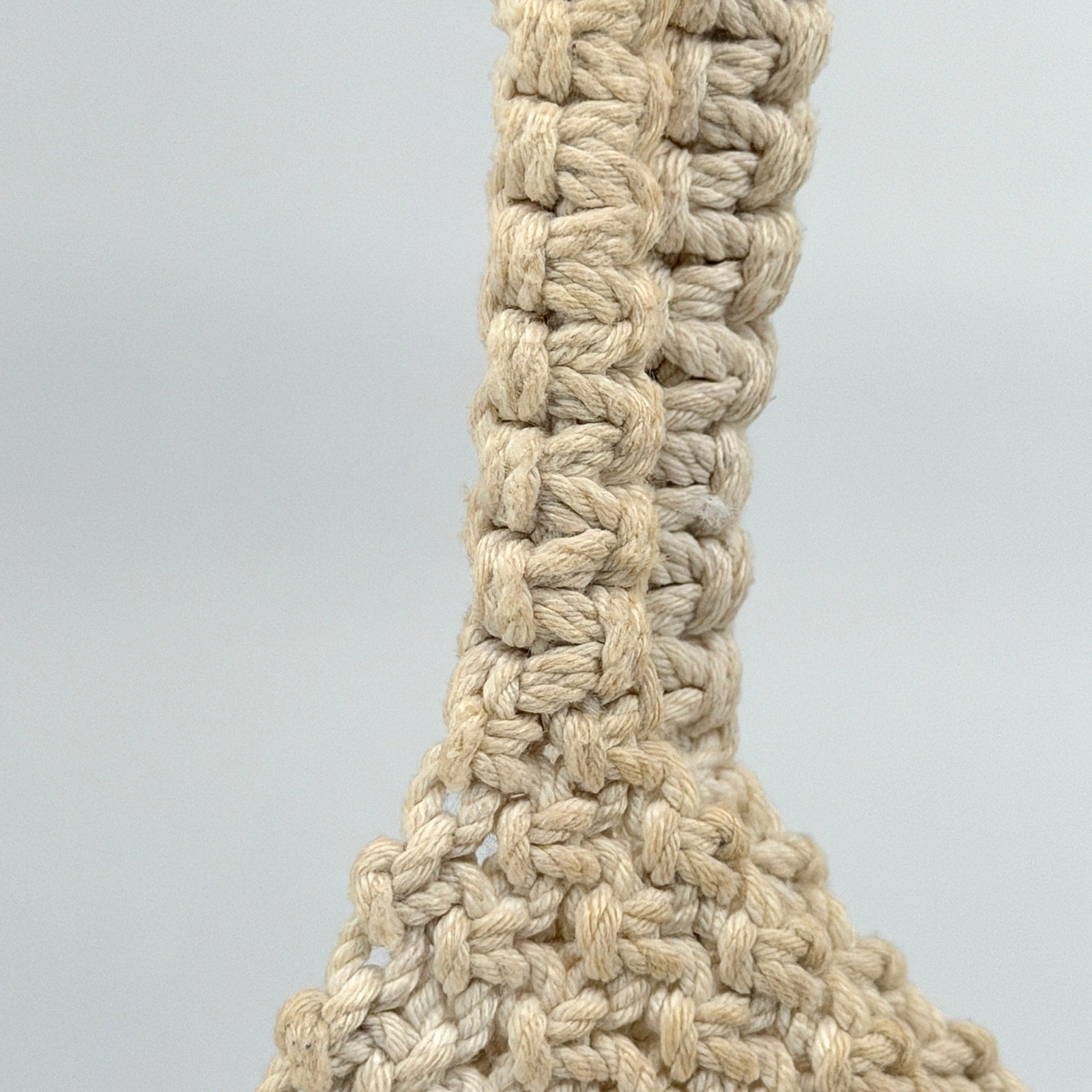 Vintage 80s Handcrafted Philippines Cream Macramé Wooden Button Handbag