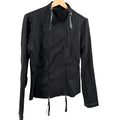 Vintage Y2K Sharagano Black Satin Snakeskin Trim Double Zip Moto Jacket