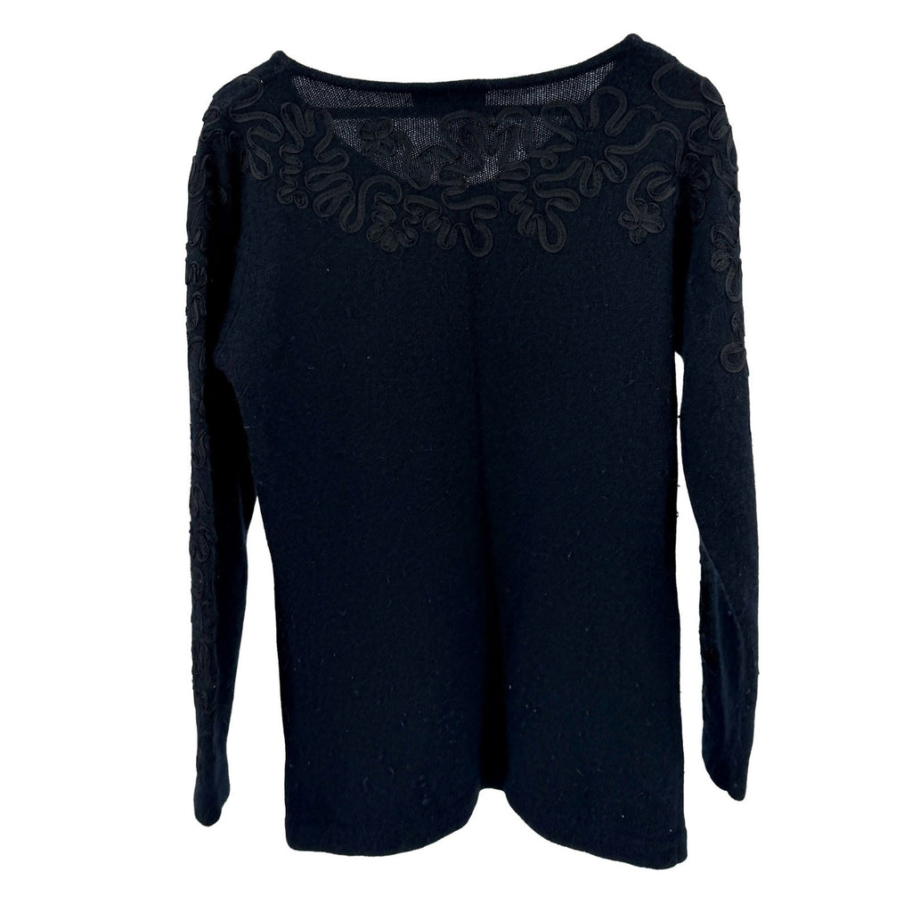 Vintage 80s Outlander Black Tonal Soutache Embroidered Sweater