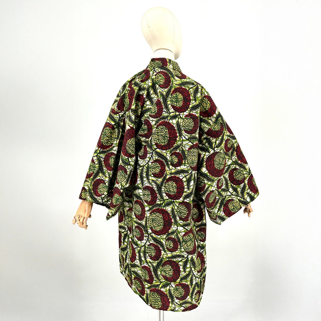 Saul Makaa Zambia Green African Wax Print Cotton Longline Kimono