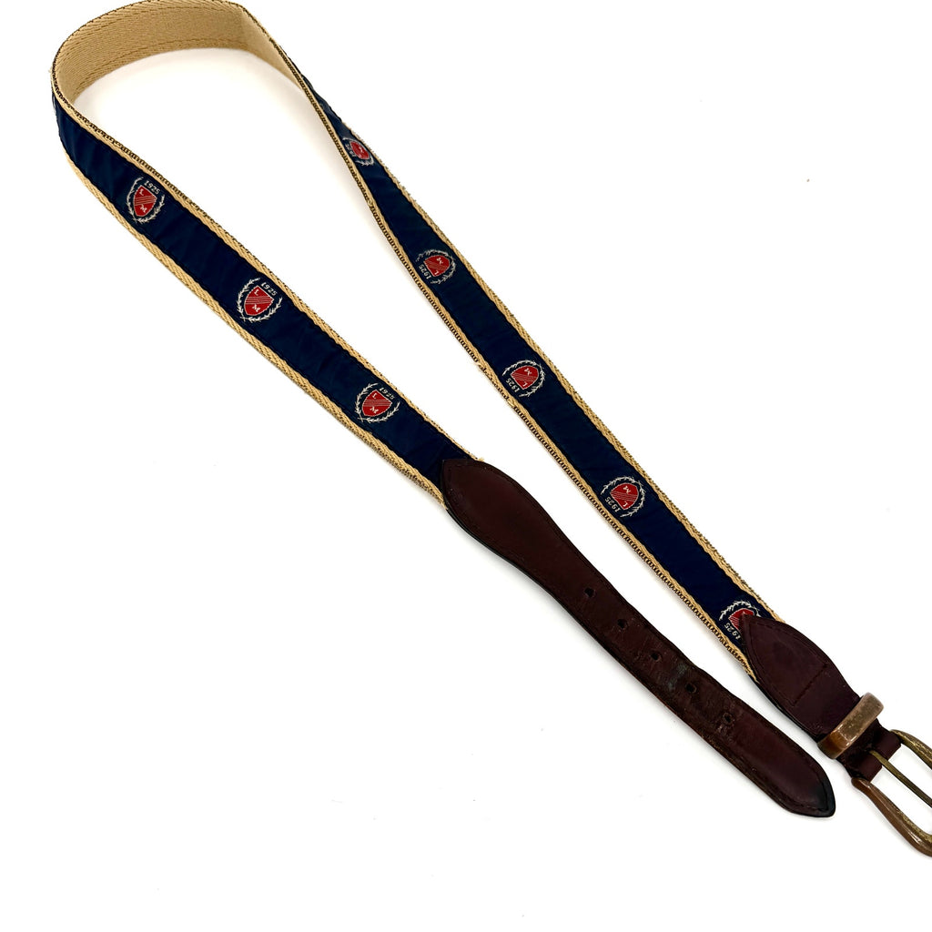 Vintage Y2K YRI Navy Preppy Collegiate Crest Belt