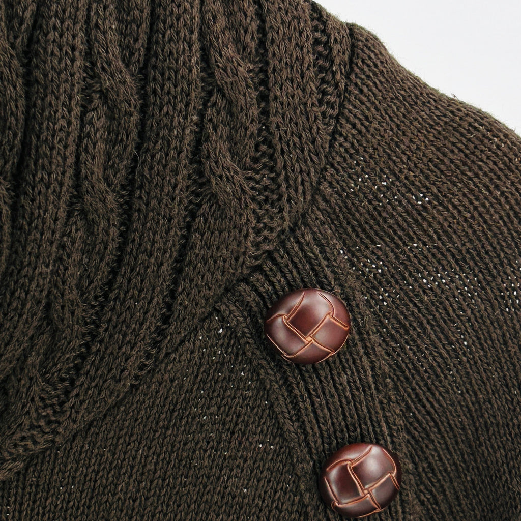 Vintage  Y2K Jeanne Pierre Brown 100% Cotton Cable Button Cowl Sweater