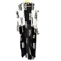 Vintage 90s Kembali Collection Black White Abstract Print Cotton Crinkle Duster