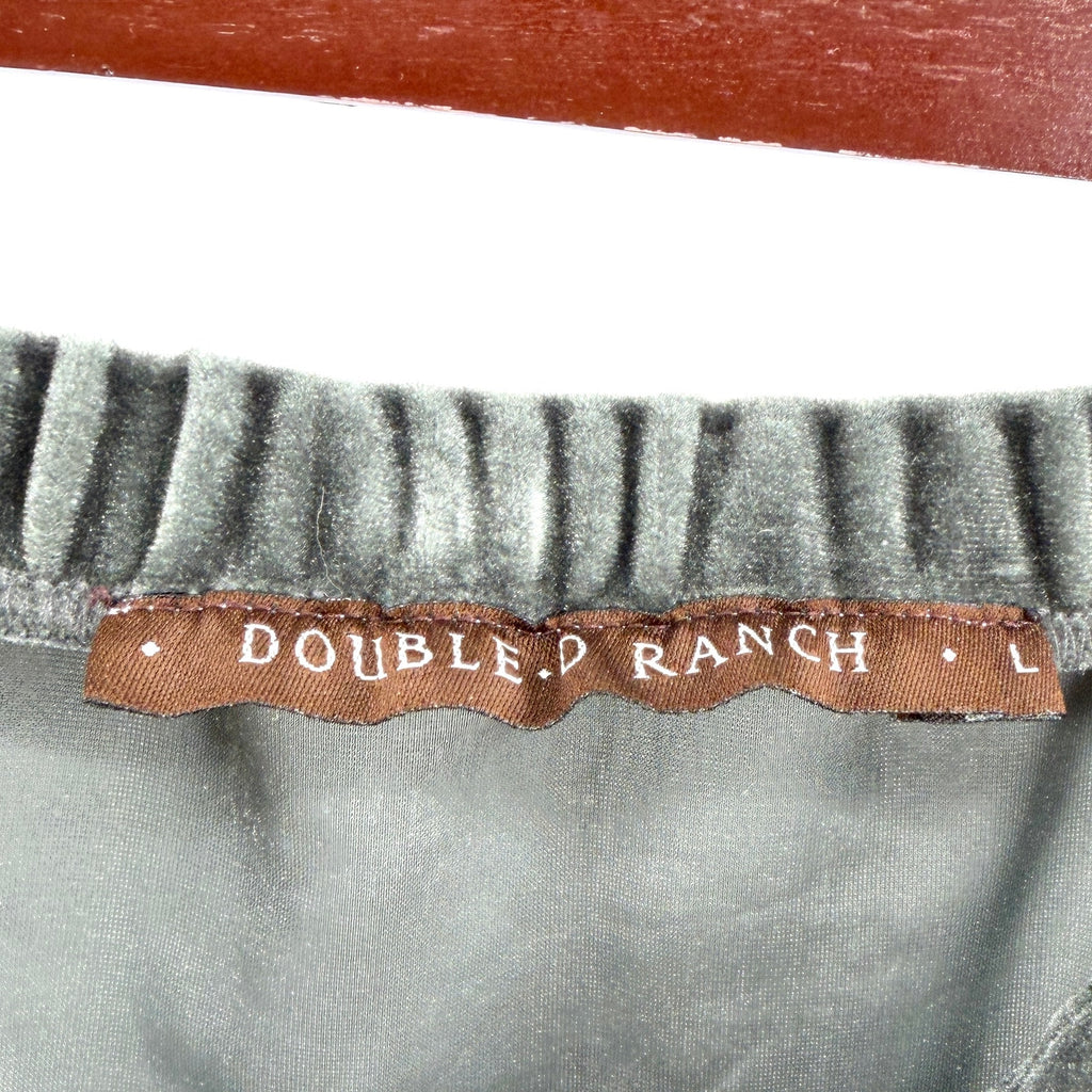 Vintage Y2K Double D Ranch Gray Velvet Country Slit Long Maxi Skirt
