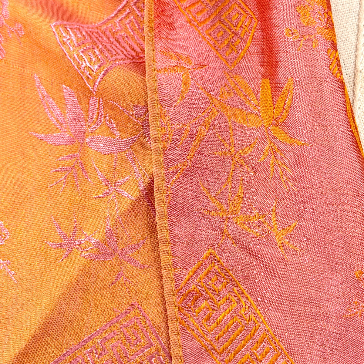 Pink Peach 100% Silk Chinoiserie Shou Pattern Scarf