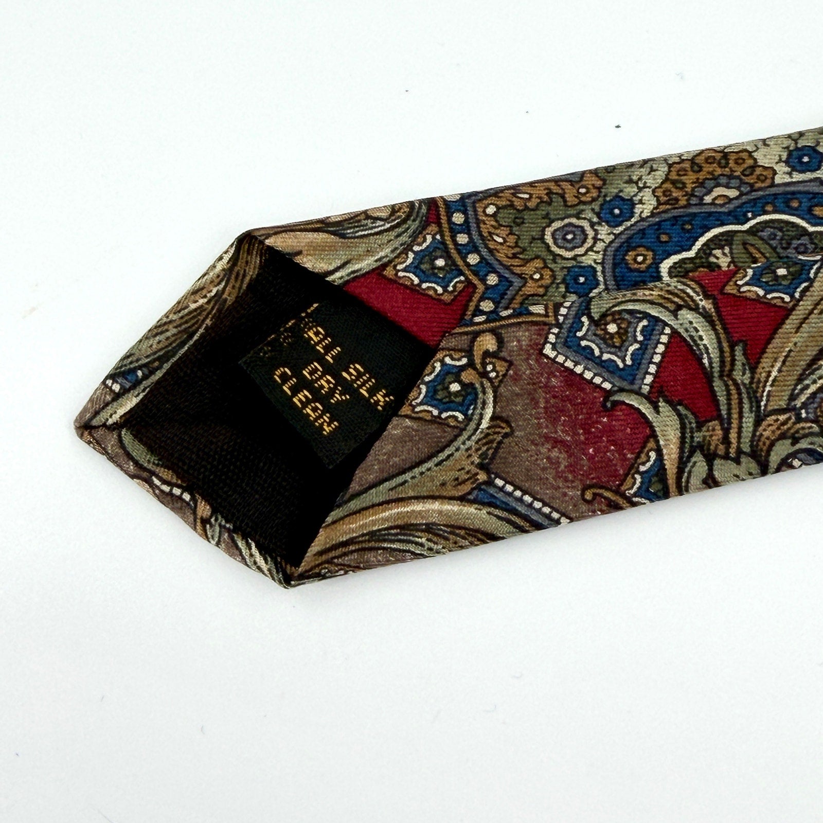 Vintage 90s Bill Blass Red Baroque 100% Silk Opulent Statement Dress Necktie