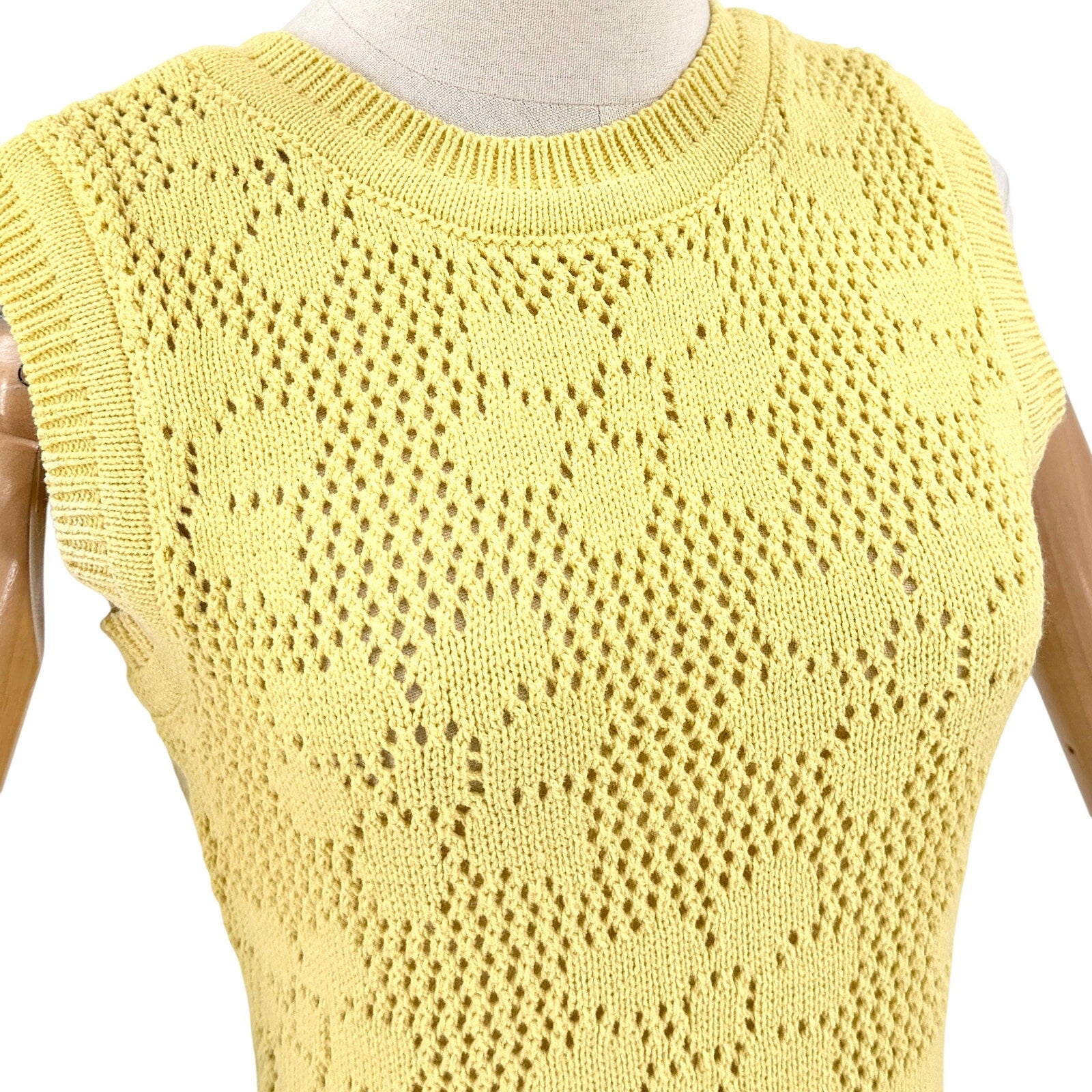 Anewsta Pastel Yellow Feather Trim Pocket Mermaid Knit Sleeveless Dress