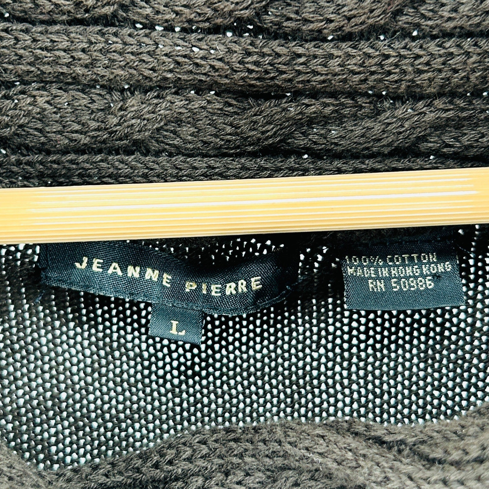 Vintage  Y2K Jeanne Pierre Brown 100% Cotton Cable Button Cowl Sweater