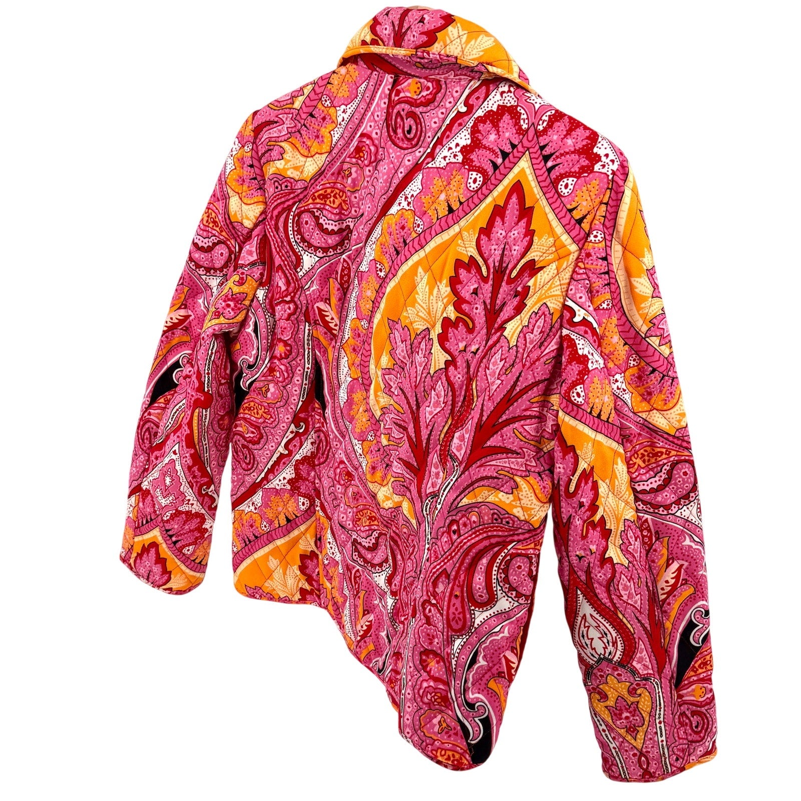 Vintage Y2K Selene Sport Pink Red Paisley Quilted Zip Up Puffer Jacket