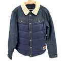 Buffalo David Bitton Navy Blue Denim Faux Shearling Puffer Jacket