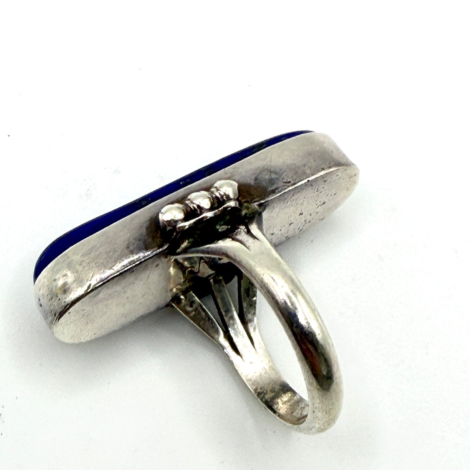 Vintage 90s DMW Sterling Silver Lapis Lazuli Southwestern Split Shank Ring