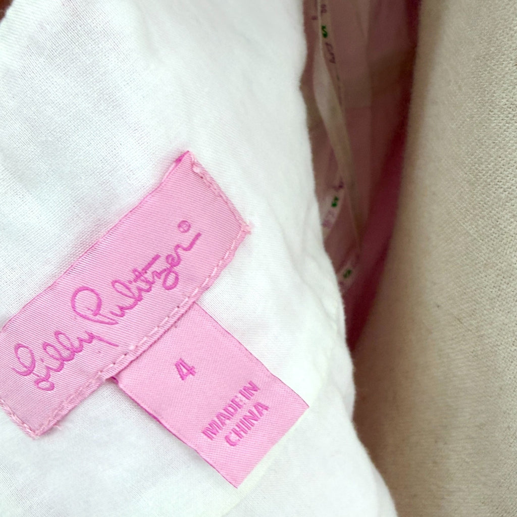 Lilly Pulitzer Pink Striped Cotton Eyelet Preppy Garden Party Empire Dress
