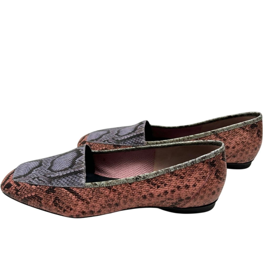 Donald Pliner Pink Purple Snake Pattern Genuine Leather Loafers Flats