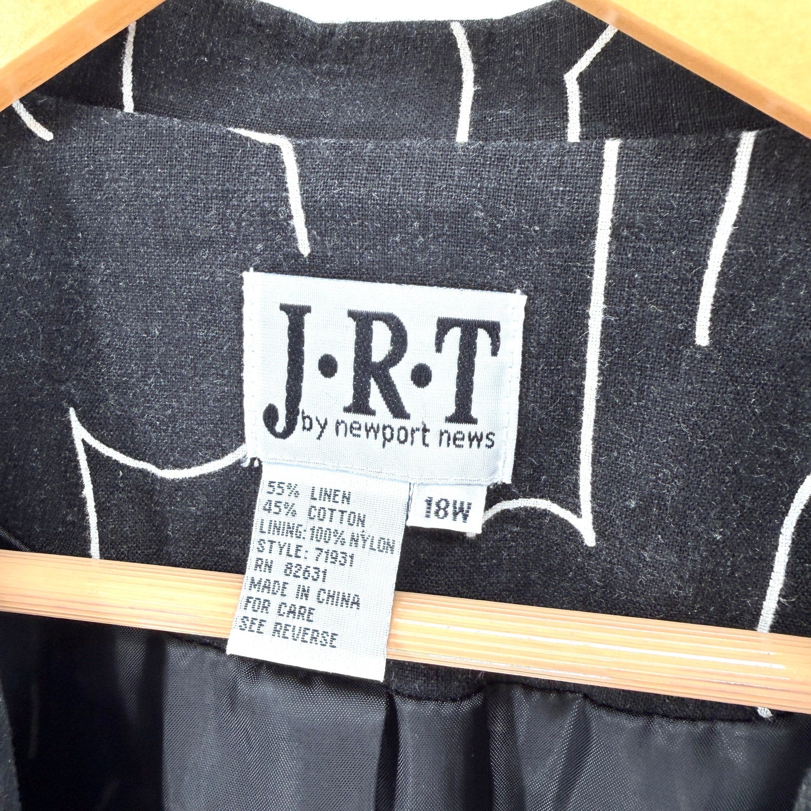 Vintage 90s JRT Black White Artistic Graphic Oversized Blazer Jacket