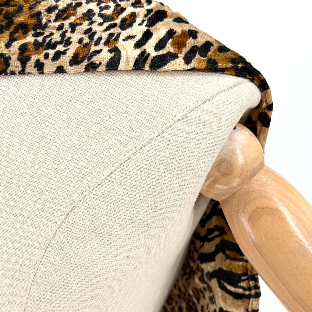 Vintage 90s Brown Tan Animal Leopard Print Crushed Velvet 2 Ply Long Scarf