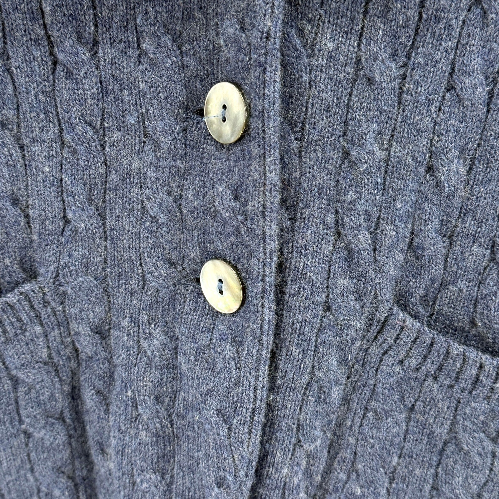 Vintage 90s Peter Elliott Indigo Blue 100% Cashmere Collared Cardigan Sweater