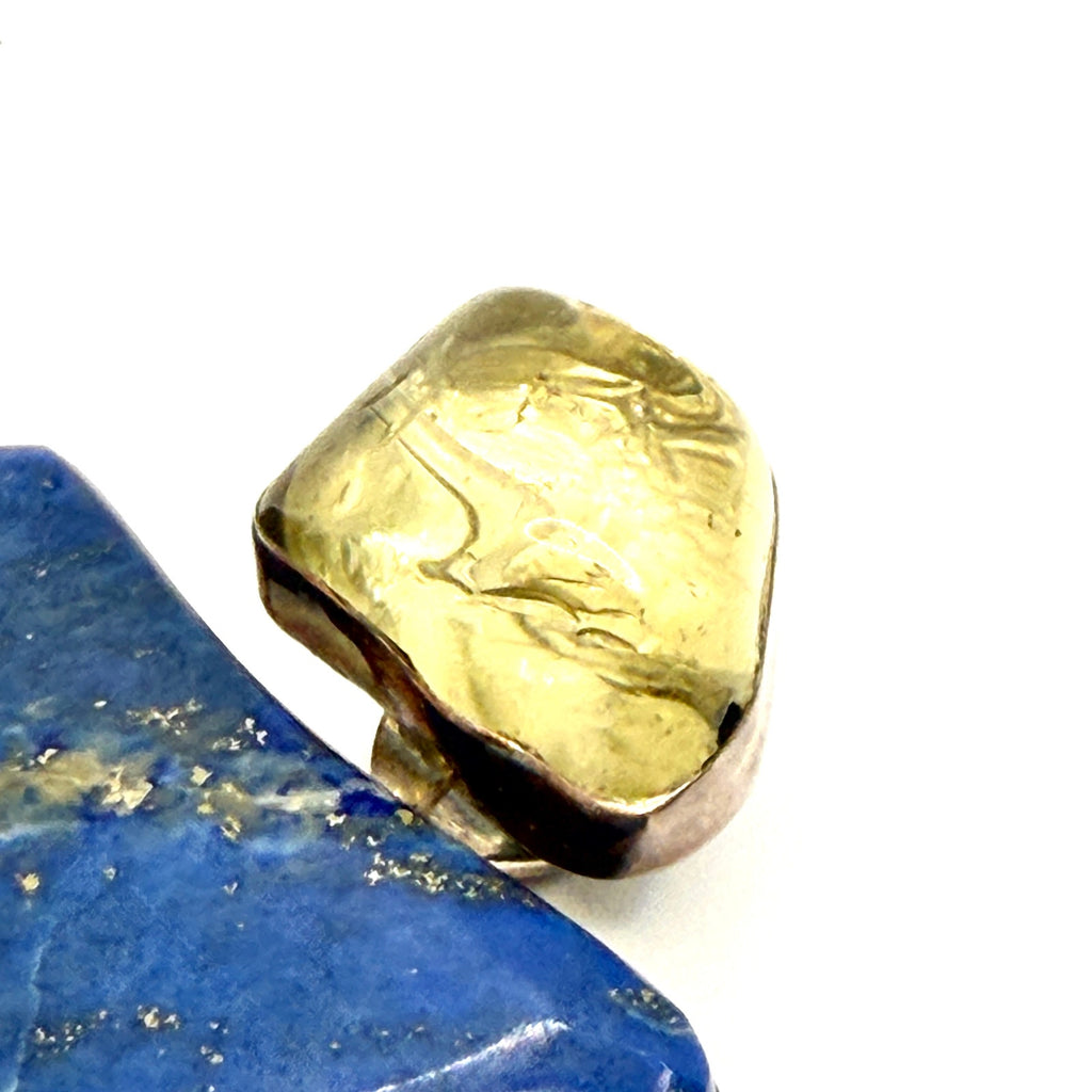 Vintage 90s Stamped Gale Self Choctaw Sterling Silver Lapis Citrine Pendant